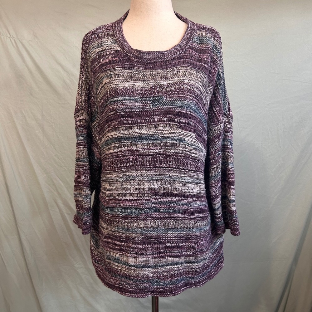 J. Jill Pure Jill Purple Space Dye Cotton Knit Sweater Womens Medium Petite